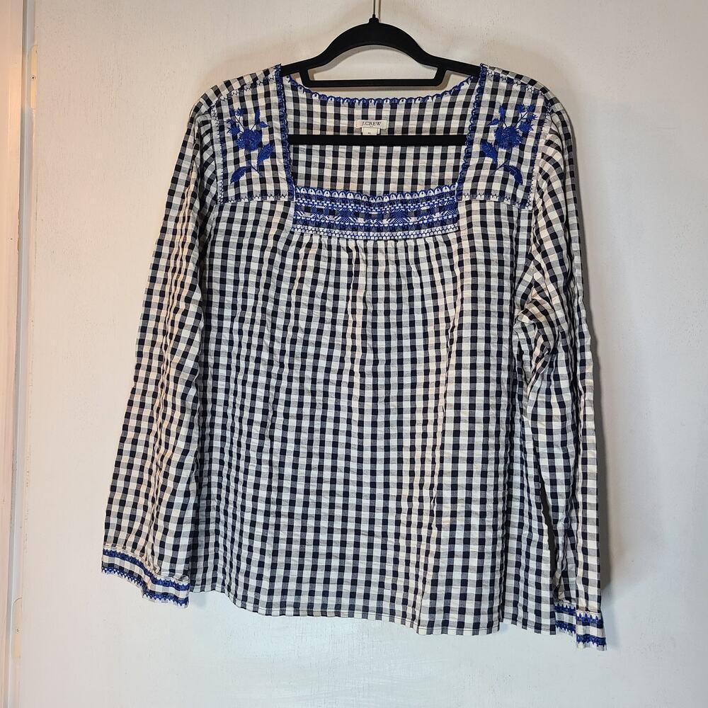 Blue and White Checkered Blouse
